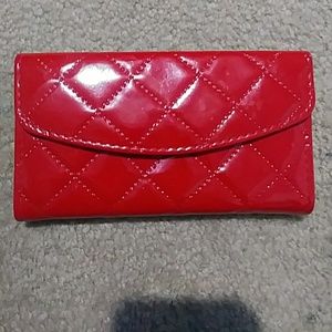 Red Wallet/clutch with quilted diamond pattern